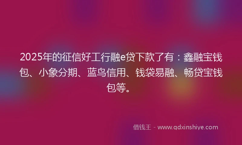 2025年的征信好工行融e贷下款了有：鑫融宝钱包、小象分期、蓝鸟信用、钱袋易融、畅贷宝钱包等。