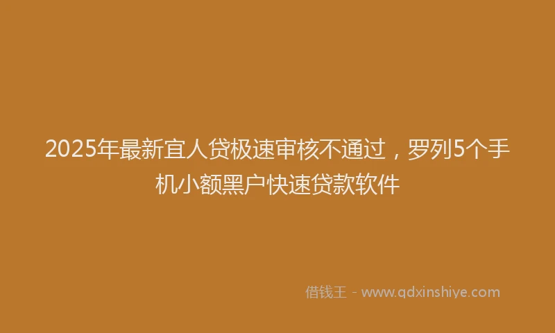 2025年最新宜人贷极速审核不通过，罗列5个手机小额黑户快速贷款软件