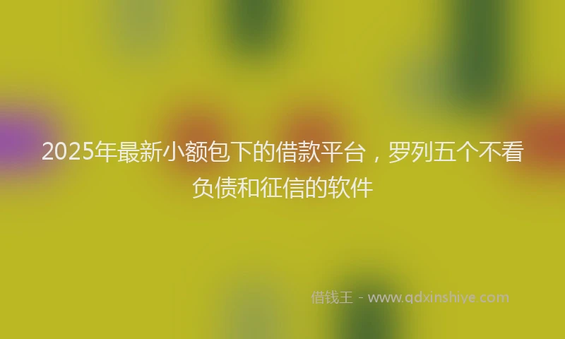 2025年最新小额包下的借款平台，罗列五个不看负债和征信的软件