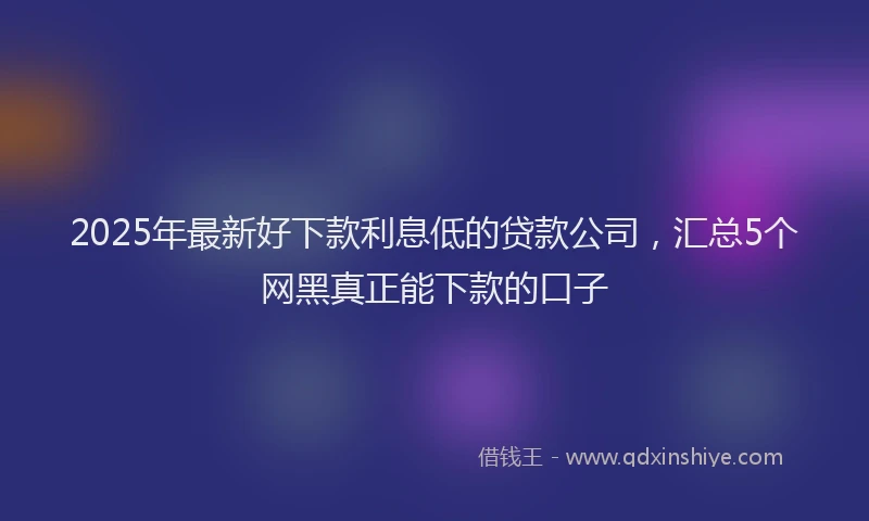 2025年最新好下款利息低的贷款公司，汇总5个网黑真正能下款的口子