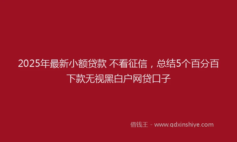 2025年最新小额贷款 不看征信，总结5个百分百下款无视黑白户网贷口子