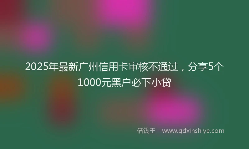 2025年最新广州信用卡审核不通过，分享5个1000元黑户必下小贷