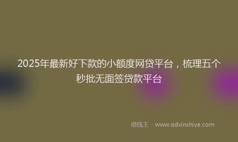 2025年最新好下款的小额度网贷平台，梳理五个秒批无面签贷款平台