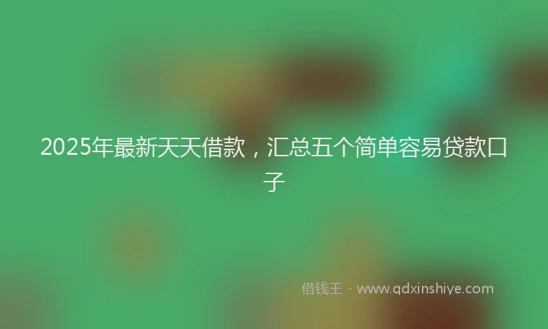 2025年最新天天借款，汇总五个简单容易贷款口子