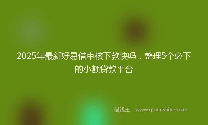 2025年最新好易借审核下款快吗，整理5个必下的小额贷款平台