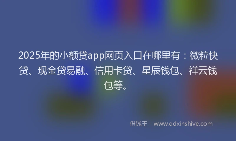2025年的小额贷app网页入口在哪里有：微粒快贷、现金贷易融、信用卡贷、星辰钱包、祥云钱包等。