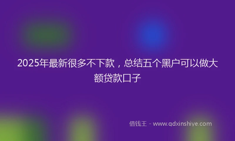 2025年最新很多不下款，总结五个黑户可以做大额贷款口子