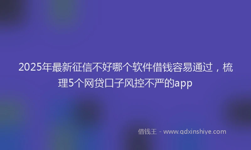 2025年最新征信不好哪个软件借钱容易通过，梳理5个网贷口子风控不严的app