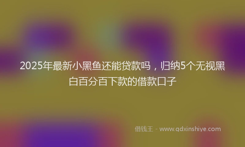 2025年最新小黑鱼还能贷款吗，归纳5个无视黑白百分百下款的借款口子