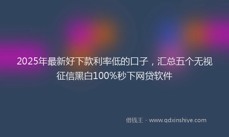 2025年最新好下款利率低的口子，汇总五个无视征信黑白100%秒下网贷软件