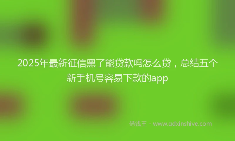 2025年最新征信黑了能贷款吗怎么贷，总结五个新手机号容易下款的app