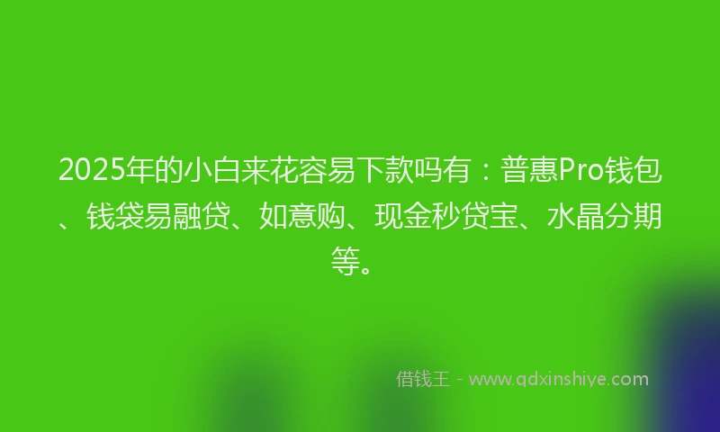 2025年的小白来花容易下款吗有：普惠Pro钱包、钱袋易融贷、如意购、现金秒贷宝、水晶分期等。