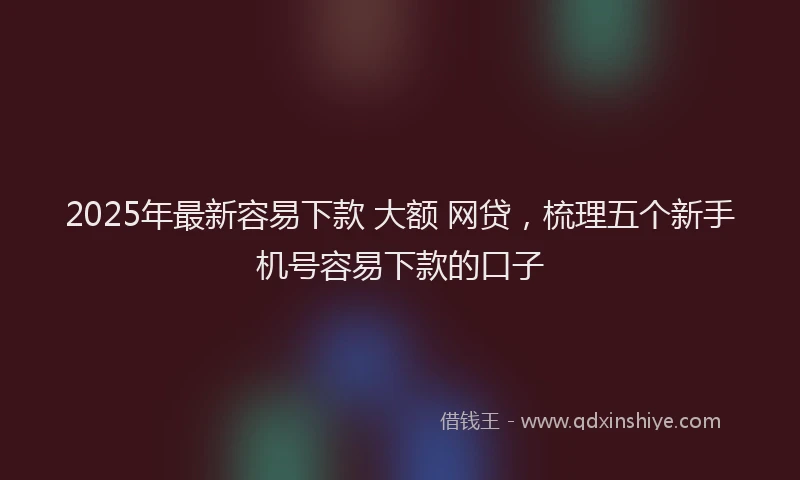 2025年最新容易下款 大额 网贷，梳理五个新手机号容易下款的口子