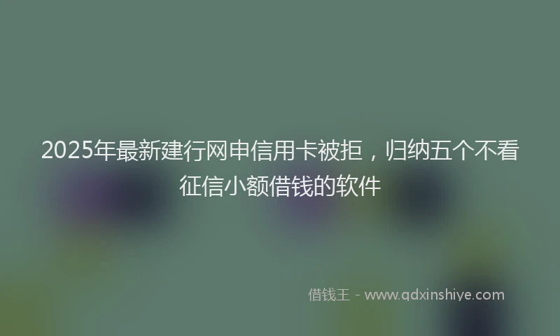 2025年最新建行网申信用卡被拒，归纳五个不看征信小额借钱的软件
