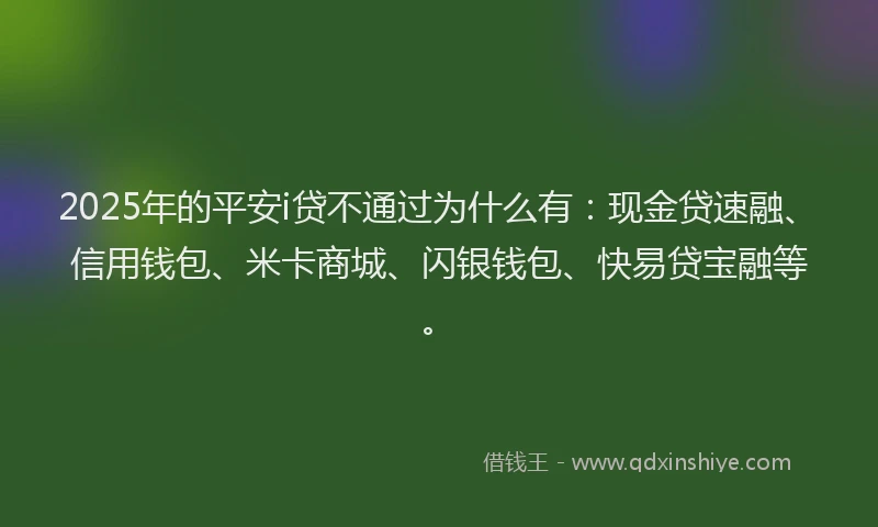 2025年的平安i贷不通过为什么有：现金贷速融、信用钱包、米卡商城、闪银钱包、快易贷宝融等。