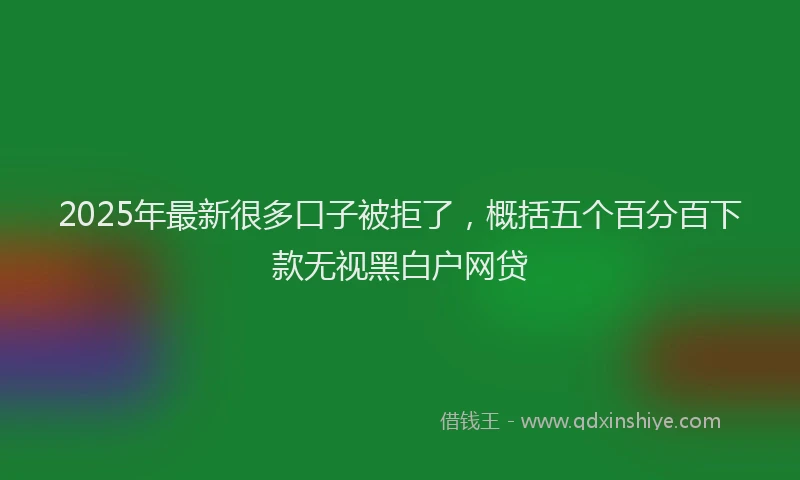 2025年最新很多口子被拒了，概括五个百分百下款无视黑白户网贷