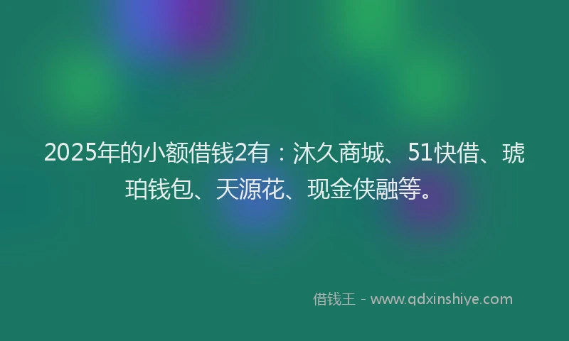 2025年的小额借钱2有：沐久商城、51快借、琥珀钱包、天源花、现金侠融等。