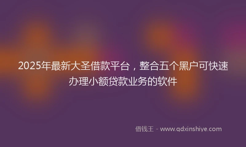 2025年最新大圣借款平台，整合五个黑户可快速办理小额贷款业务的软件