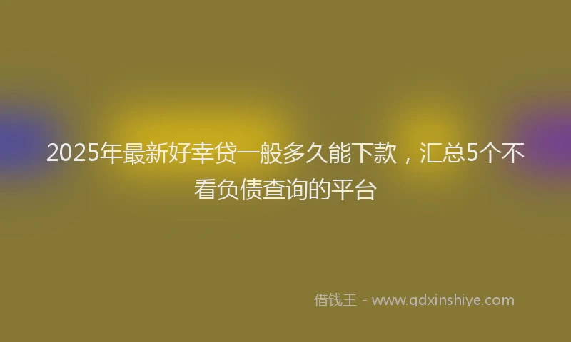 2025年最新好幸贷一般多久能下款，汇总5个不看负债查询的平台
