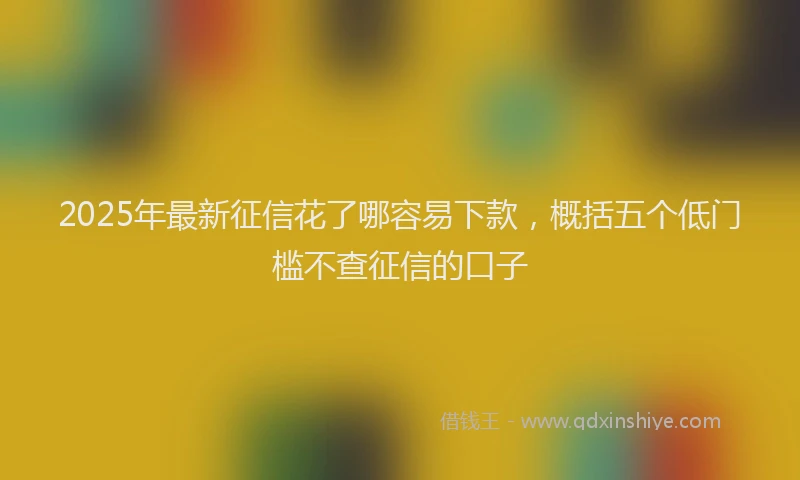 2025年最新征信花了哪容易下款，概括五个低门槛不查征信的口子