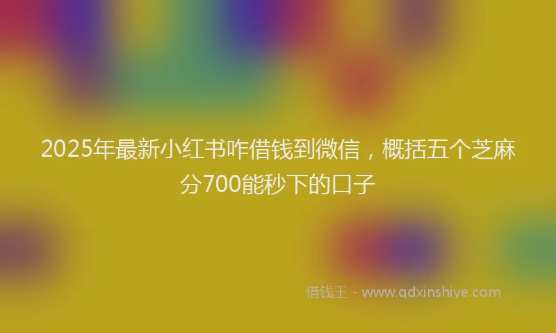 2025年最新小红书咋借钱到微信，概括五个芝麻分700能秒下的口子