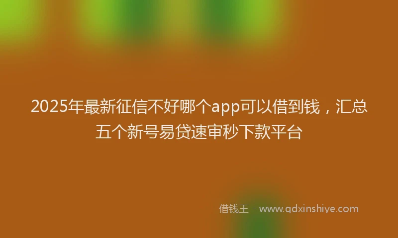 2025年最新征信不好哪个app可以借到钱，汇总五个新号易贷速审秒下款平台