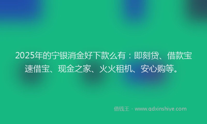 2025年的宁银消金好下款么有：即刻贷、借款宝速借宝、现金之家、火火租机、安心购等。
