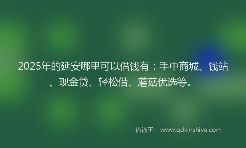 2025年的延安哪里可以借钱有：手中商城、钱站、现金贷、轻松借、蘑菇优选等。