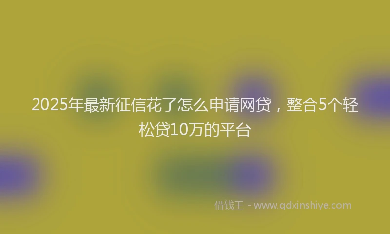 2025年最新征信花了怎么申请网贷，整合5个轻松贷10万的平台