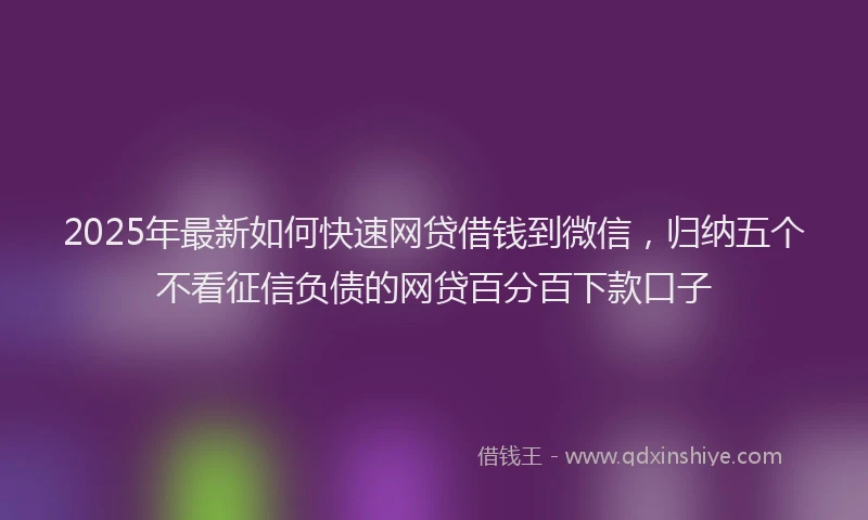 2025年最新如何快速网贷借钱到微信，归纳五个不看征信负债的网贷百分百下款口子