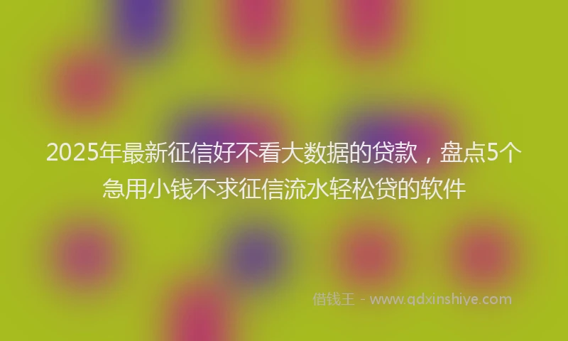 2025年最新征信好不看大数据的贷款，盘点5个急用小钱不求征信流水轻松贷的软件