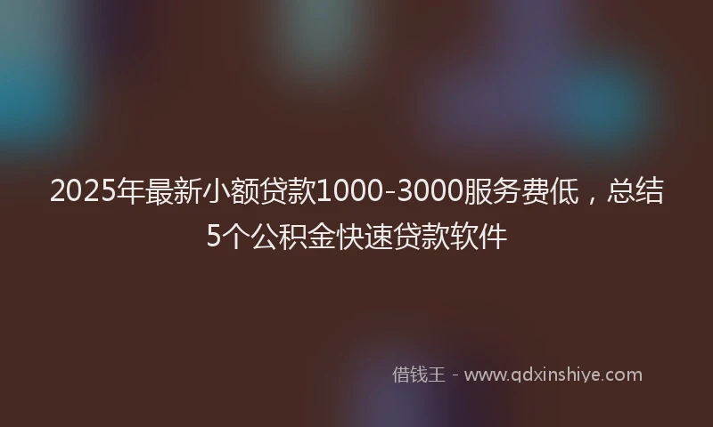 2025年最新小额贷款1000-3000服务费低，总结5个公积金快速贷款软件