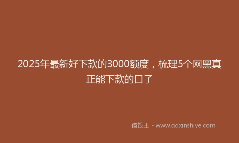 2025年最新好下款的3000额度，梳理5个网黑真正能下款的口子