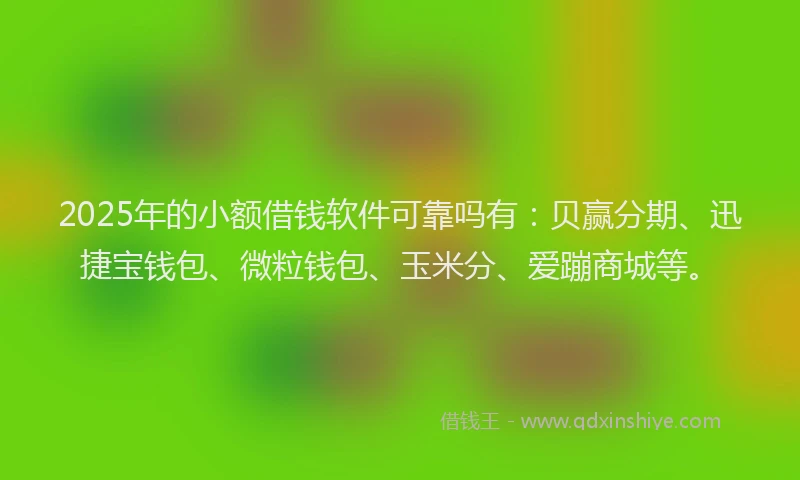 2025年的小额借钱软件可靠吗有：贝赢分期、迅捷宝钱包、微粒钱包、玉米分、爱蹦商城等。