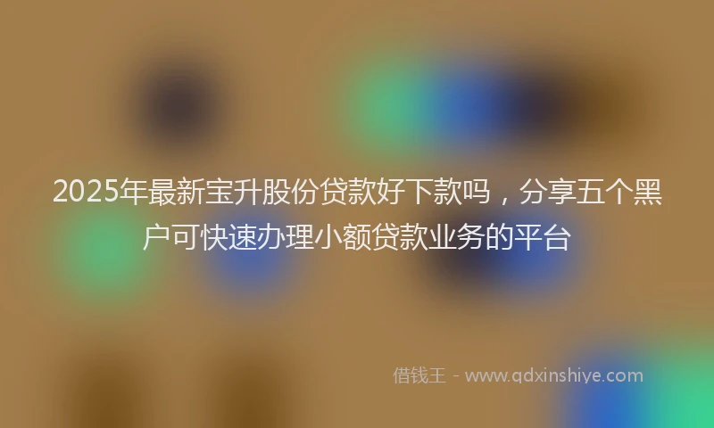 2025年最新宝升股份贷款好下款吗，分享五个黑户可快速办理小额贷款业务的平台