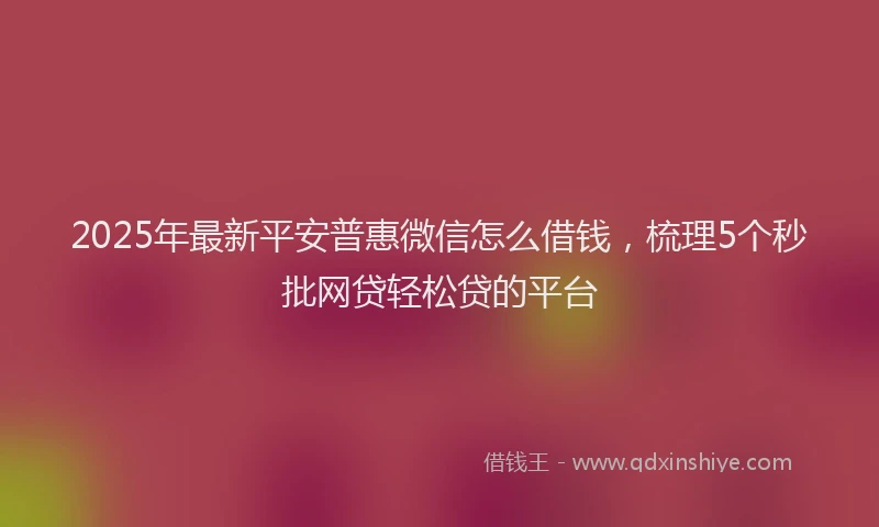 2025年最新平安普惠微信怎么借钱，梳理5个秒批网贷轻松贷的平台