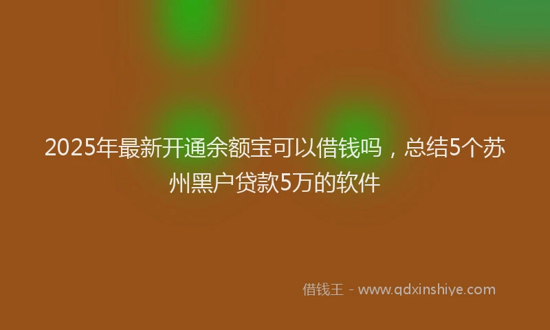 2025年最新开通余额宝可以借钱吗，总结5个苏州黑户贷款5万的软件