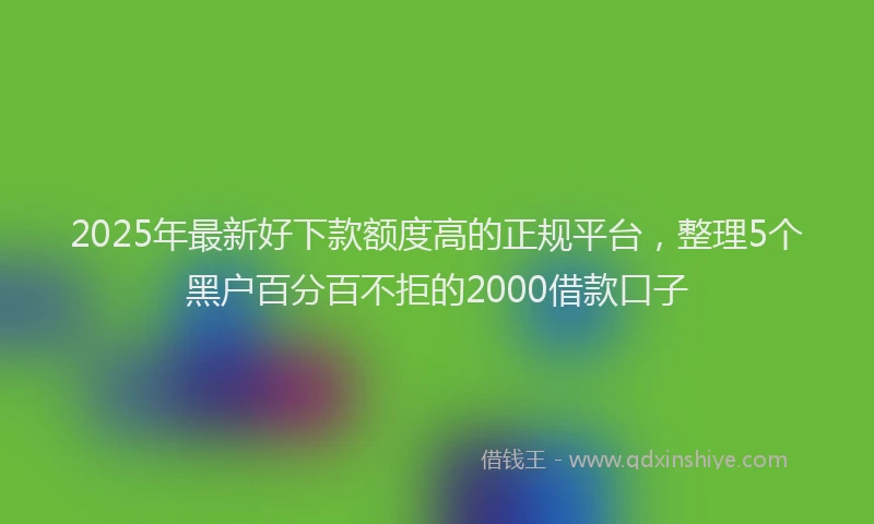 2025年最新好下款额度高的正规平台，整理5个黑户百分百不拒的2000借款口子