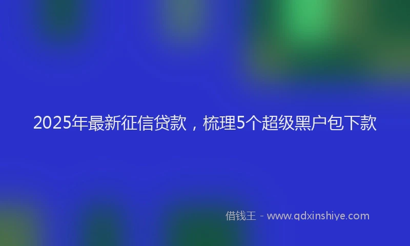 2025年最新征信贷款，梳理5个超级黑户包下款