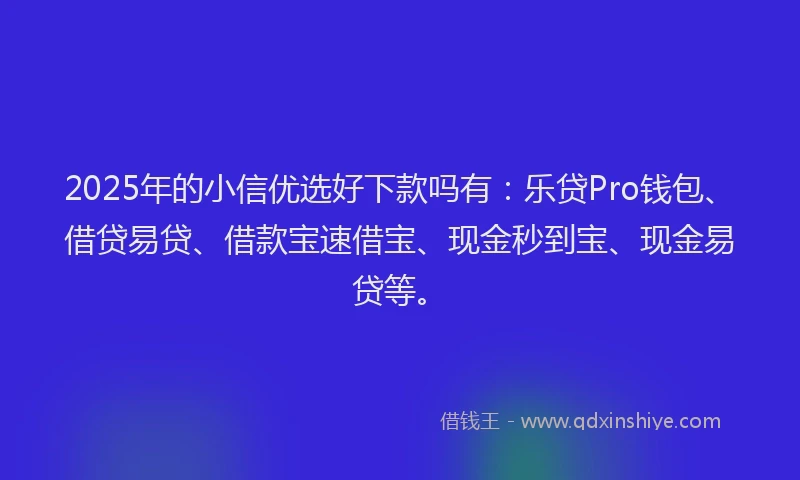 2025年的小信优选好下款吗有：乐贷Pro钱包、借贷易贷、借款宝速借宝、现金秒到宝、现金易贷等。