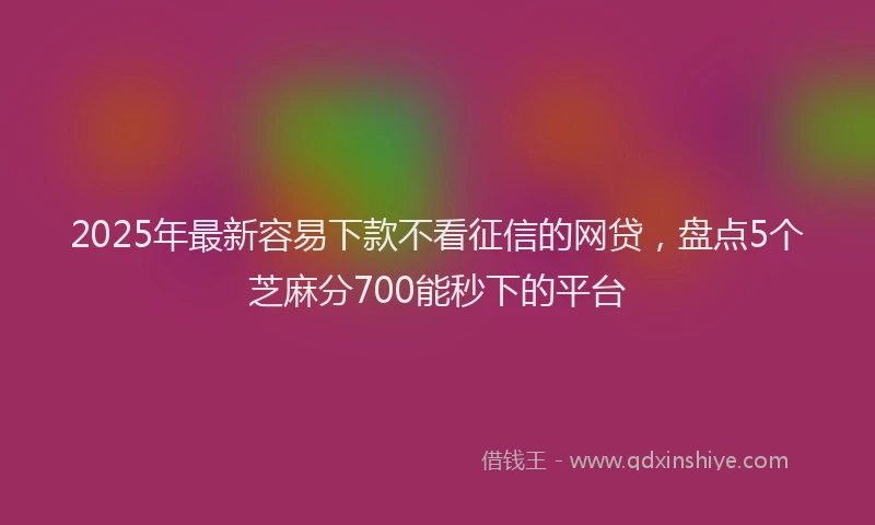 2025年最新容易下款不看征信的网贷，盘点5个芝麻分700能秒下的平台