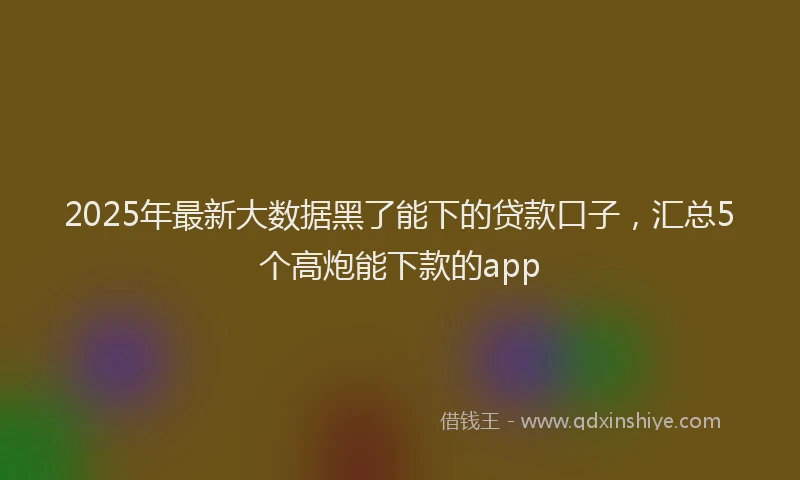 2025年最新大数据黑了能下的贷款口子，汇总5个高炮能下款的app
