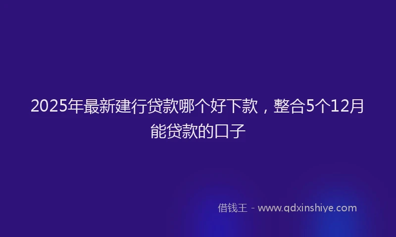 2025年最新建行贷款哪个好下款，整合5个12月能贷款的口子