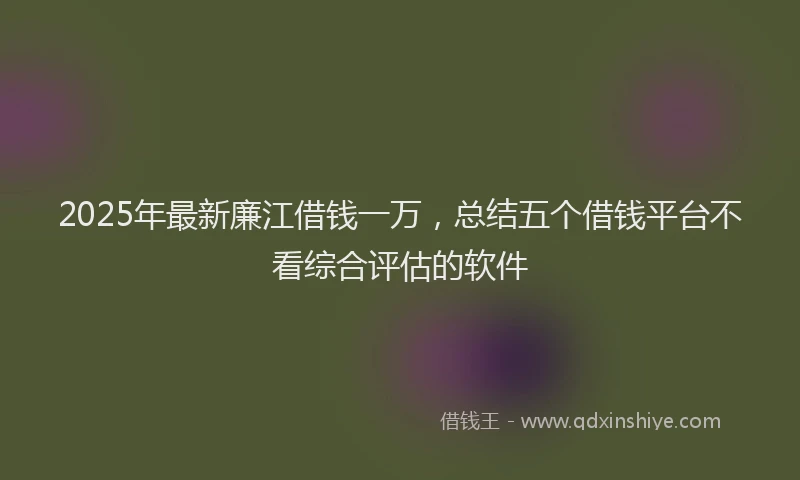 2025年最新廉江借钱一万，总结五个借钱平台不看综合评估的软件