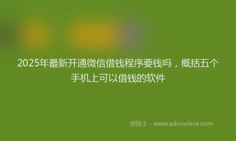 2025年最新开通微信借钱程序要钱吗，概括五个手机上可以借钱的软件