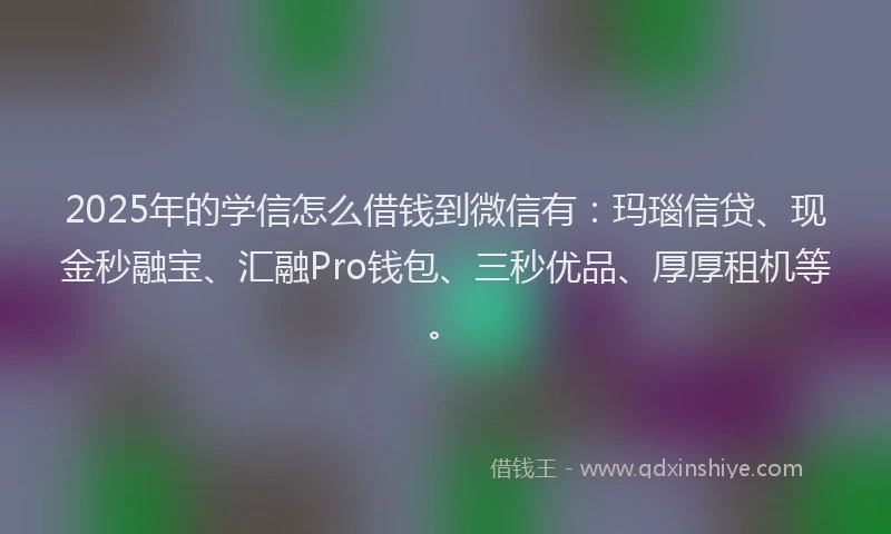 2025年的学信怎么借钱到微信有：玛瑙信贷、现金秒融宝、汇融Pro钱包、三秒优品、厚厚租机等。