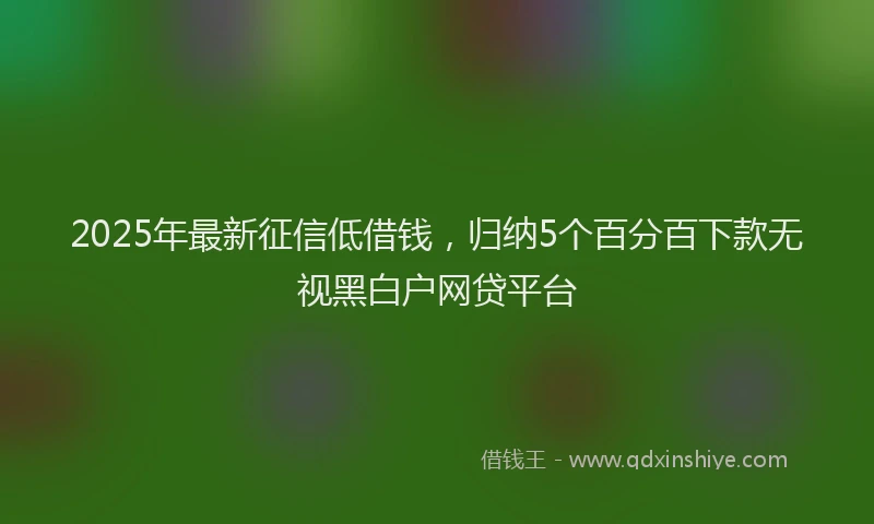 2025年最新征信低借钱，归纳5个百分百下款无视黑白户网贷平台