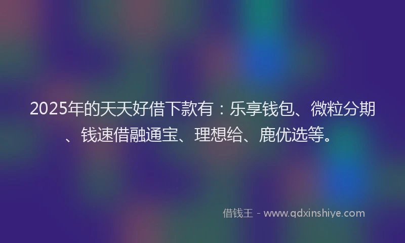 2025年的天天好借下款有：乐享钱包、微粒分期、钱速借融通宝、理想给、鹿优选等。