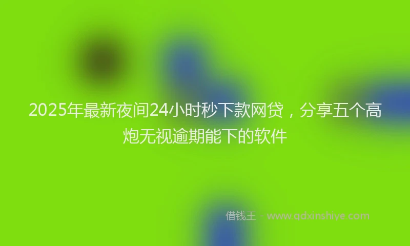 2025年最新夜间24小时秒下款网贷，分享五个高炮无视逾期能下的软件