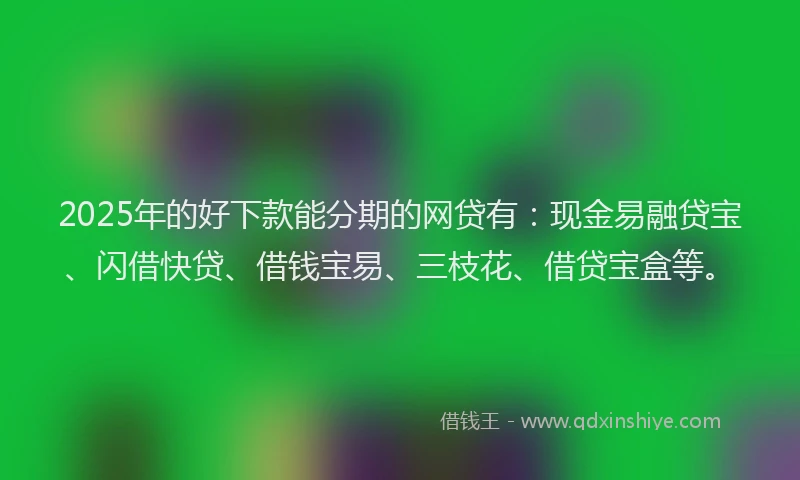 2025年的好下款能分期的网贷有：现金易融贷宝、闪借快贷、借钱宝易、三枝花、借贷宝盒等。